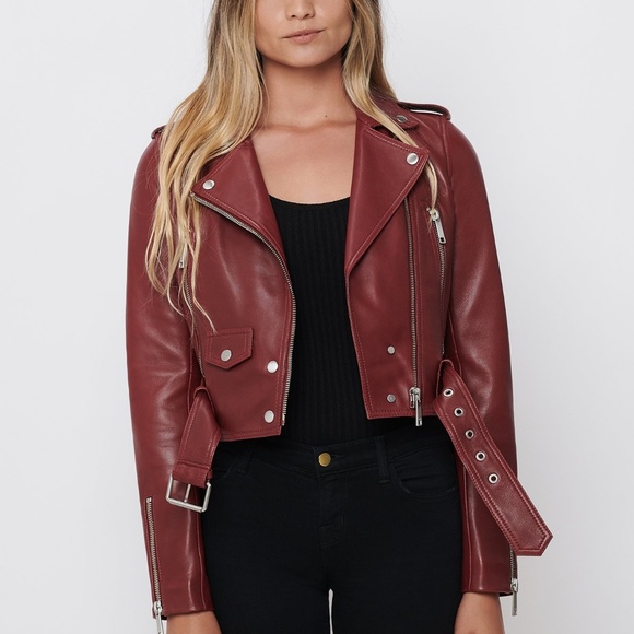mya cropped biker jacket